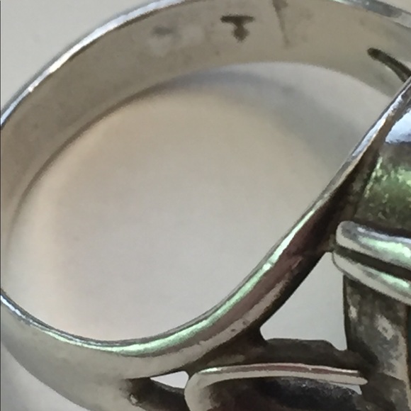 Vintage 925 Sterling silver rings, Wood resin & malachite - Picture 5 of 8